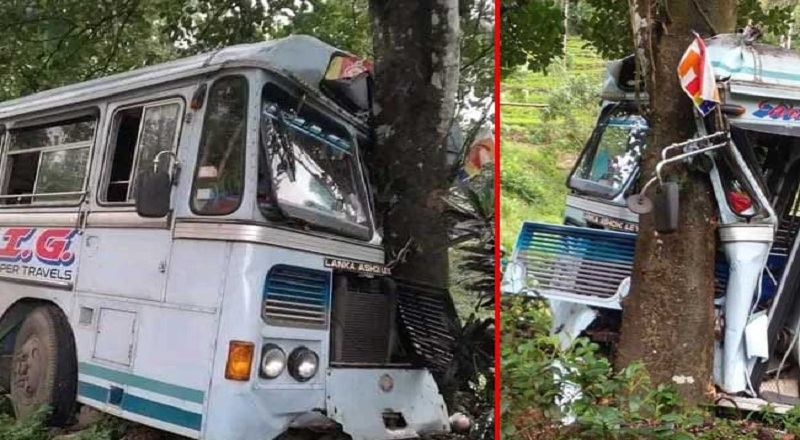 மரத்துடன் மோதி விபத்துக்குள்ளான தனியார் பேருந்து : 12  பேர் வைத்தியசாலையில்!