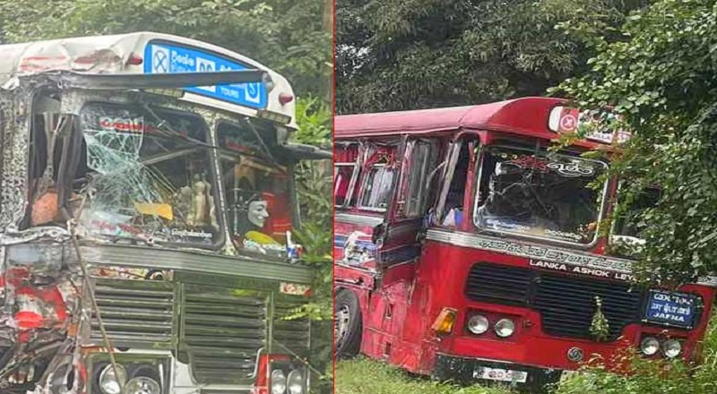 ஹபரணையில் இரு பேருந்துகள் நேருக்கு நேர் மோதி விபத்து - 16 பேர் காயம்!