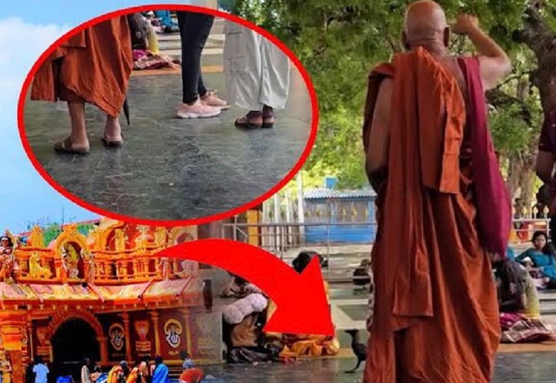 நயினாதீவு நாகபூசணி அம்மன் ஆலயத்திற்குள் பாதணியுடன் பிக்கு! வலுக்கும் கண்டனங்கள்