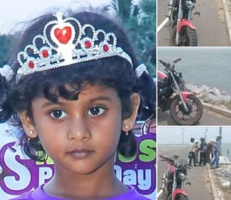 மோட்டார் சைக்கிளில் நால்வர் பயணித்த நிலையில் உயிரிழந்த  சிறுமி!