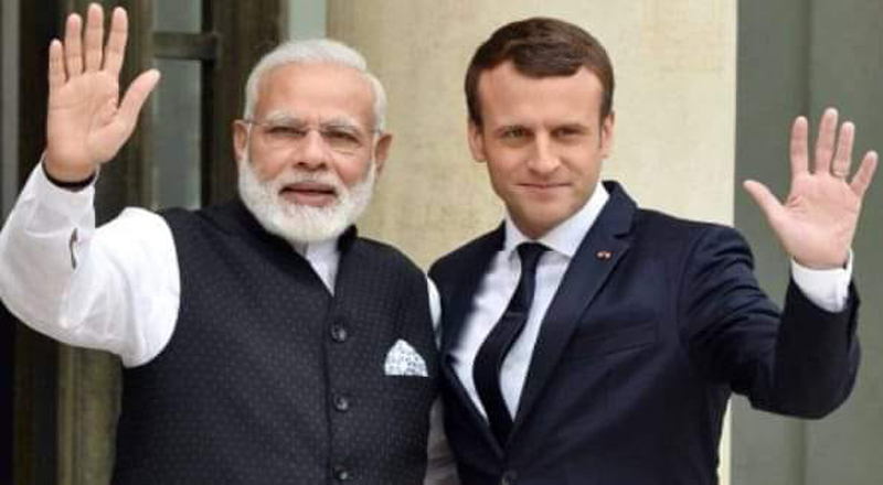 இந்தோ-பசுபிக்கில் பிரான்ஸுடன் கைகோர்க்க தயாராகிறது இந்தியா. மக்ரோனுடன்  மோடி உரையாடல். 