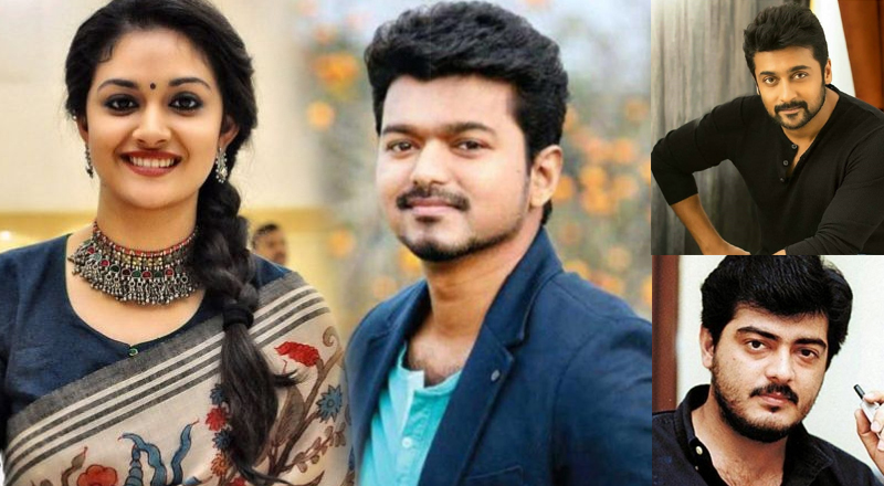 முதலிடத்தில் விஜய் மற்றும் கீர்த்தி சுரேஷ் - சூர்யாவுக்கு 4ம் இடம் - 10வது இடத்தில் அஜித்