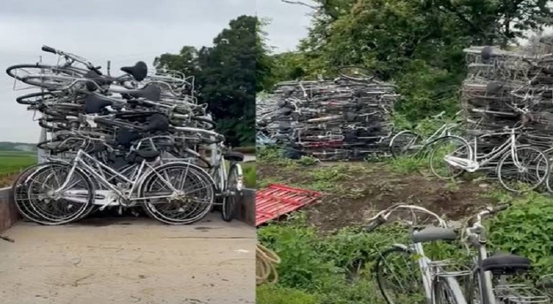 வெளிநாடு ஒன்றிலிருந்து இலங்கைக்கு வரத் தயாராகும் சைக்கிள்கள் குவியல்