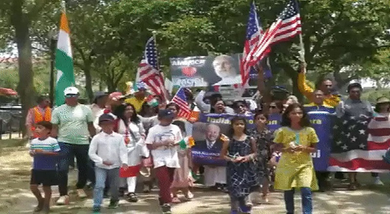 பிரதமர் மோடி வருகையை முன்னிட்டு வாஷிங்டனில்   லட்சக்கணக்கானோர் ஒற்றுமை பேரணியில் ஈடுபட்டனர்