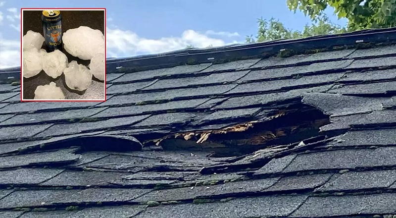 அமெரிக்காவில் வீட்டு மேல்பகுதியை உடைத்து, கொண்டு உள்ளே விழுந்த பெரிய பனிக்கட்டியால் பரபரப்பு