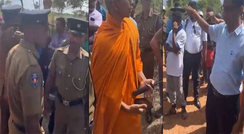 தமிழர்கள் வாழும் பகுதியில் பிக்குக்கள் ஆர்ப்பாட்டம். சிங்கள மயானமாம்?