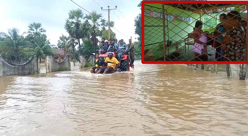இடைவிடாது  பெய்து வருகின்ற கனமழை! வெள்ளத்தில் மூழ்கும் கிராமங்கள்!