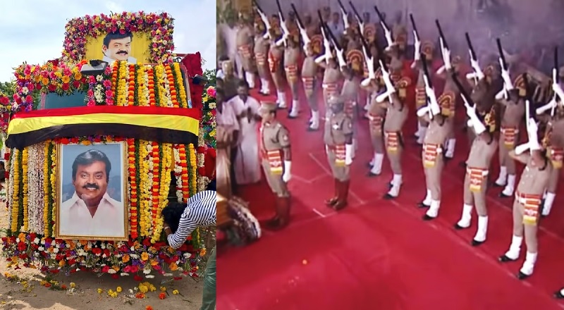 72 குண்டுகள் முழங்க அரசு மரியாதையுடன் நல்லடக்கம் செய்யப்பட்ட கேப்டனின் உடல்
