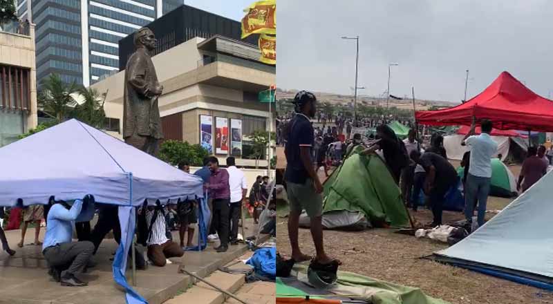 பதற்றமான சூழ்நிலைக்கு மத்தியில் மீள உருவாக்கப்படும் “கோட்டா கோ கம” கிராமம்